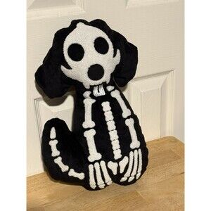 Dog Skeleton Halloween Pillow 15” Long Skull Spooky Decor Fall Cute Scary Soft